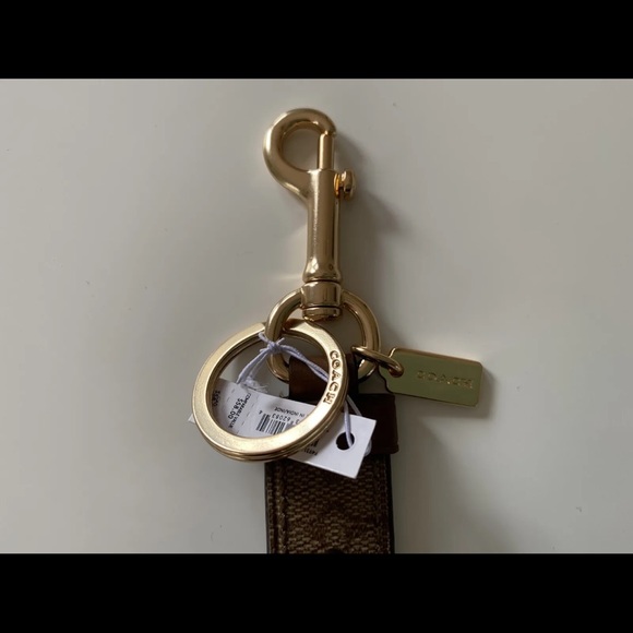 NWT Coach Signature Trigger Snap Bag Charm/Key Ring F49314 Khaki/Gold - Picture 3 of 8